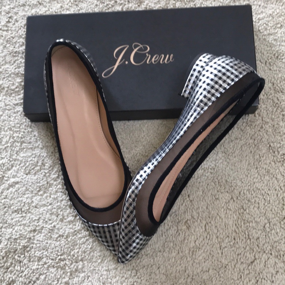 J. Crew Metallic Houndstooth Mesh Flats